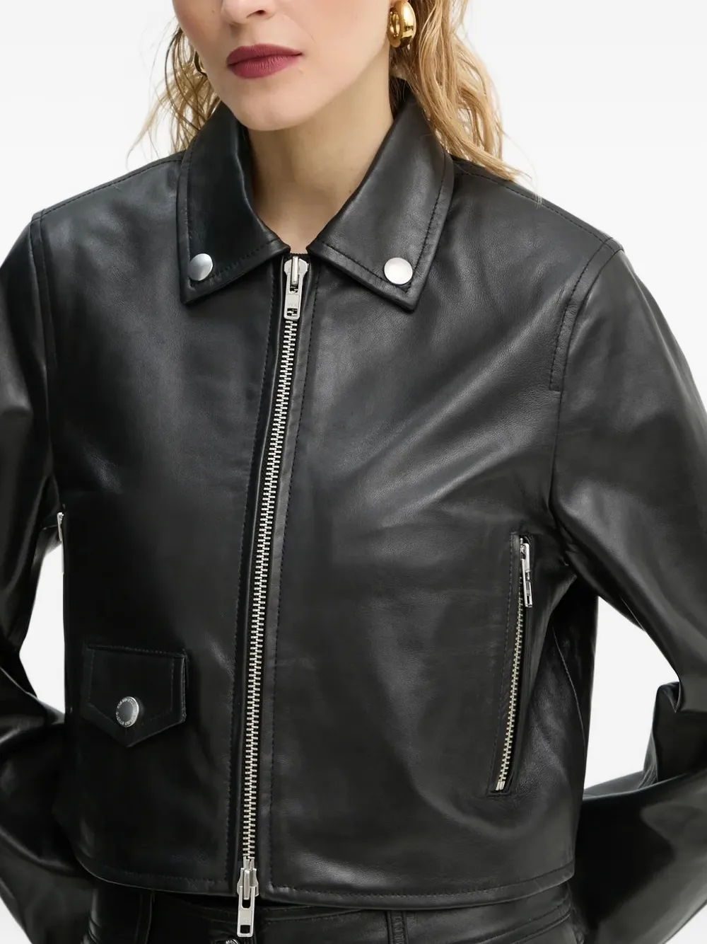 Stand Studio Zip-fastening Popper-detail Jacket In Black