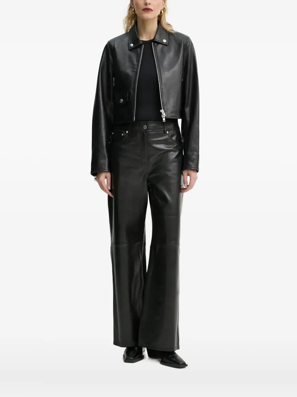Stand Studio Zip-fastening Popper-detail Jacket In Black