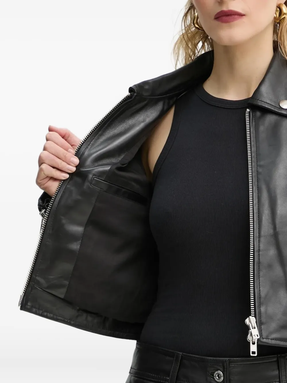 Stand Studio Zip-fastening Popper-detail Jacket In Black