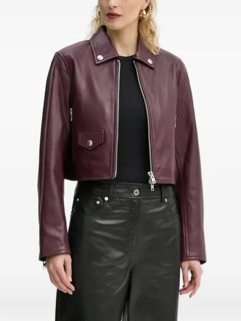 STAND STUDIO zip-fastening flap-pocket leather jacket
