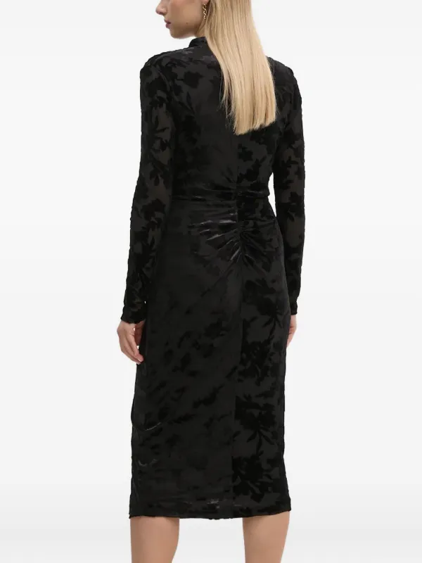 Diane Von Furstenberg Floral Long-sleeve Midi Wrap Dress - Black