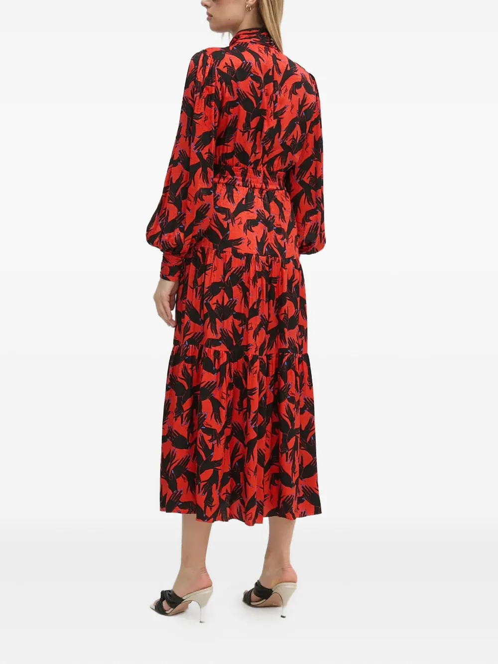 Diane Von Furstenberg Tiered Printed Midi Dress In Red