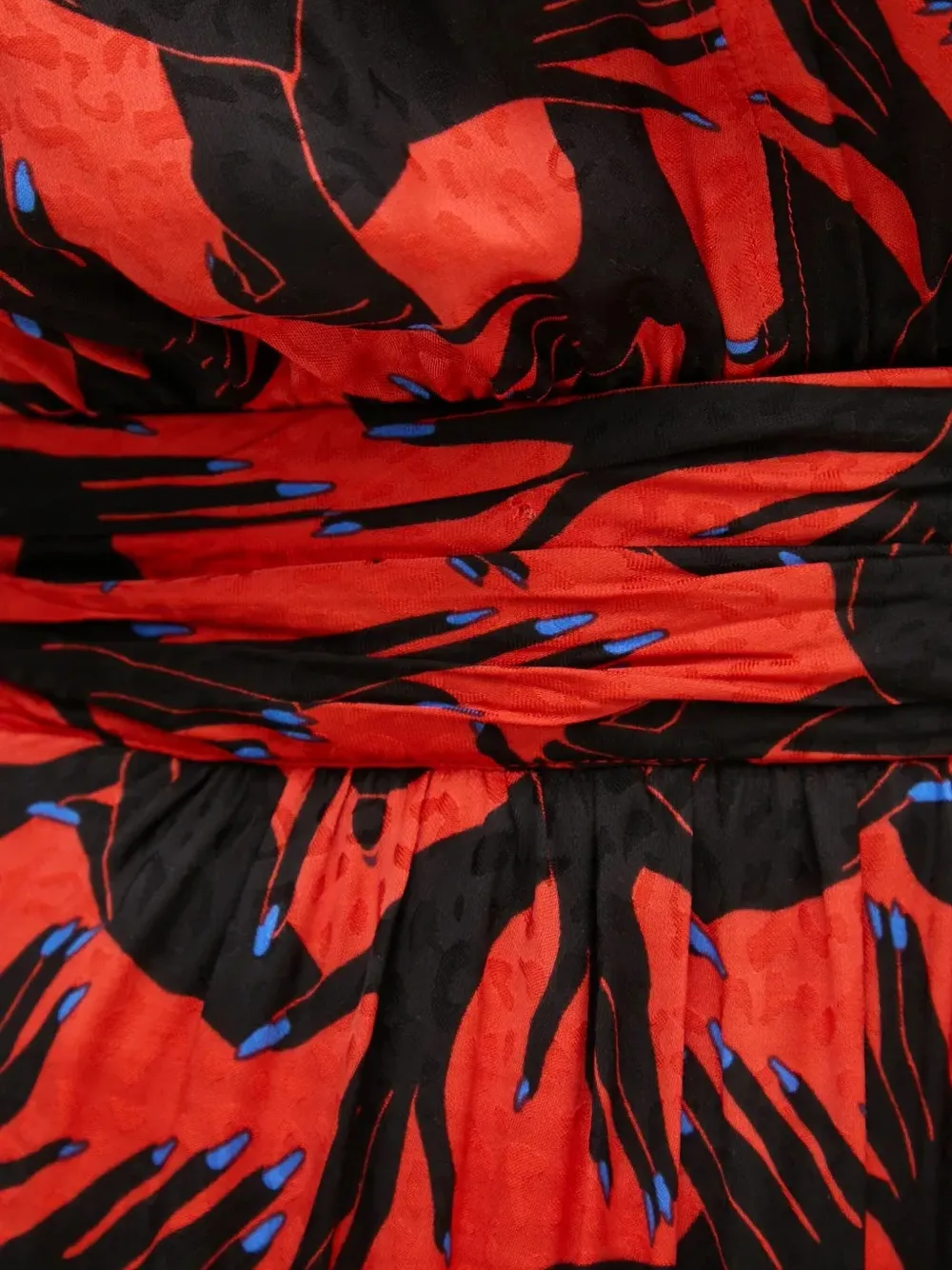 Diane Von Furstenberg Tiered Printed Midi Dress In Red