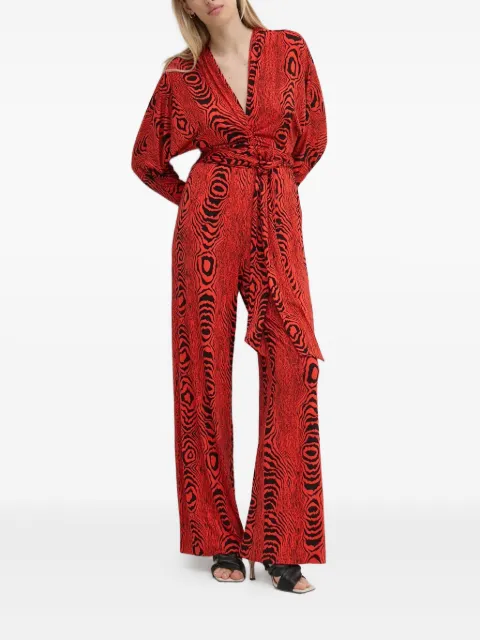 DVF Diane von Furstenberg tie-waist patterned jumpsuit