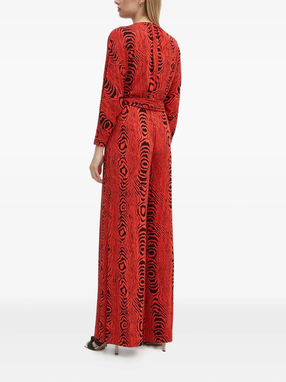 Diane Von Furstenberg Aurelia Wide-leg Deep V-neck Jumpsuit In Red
