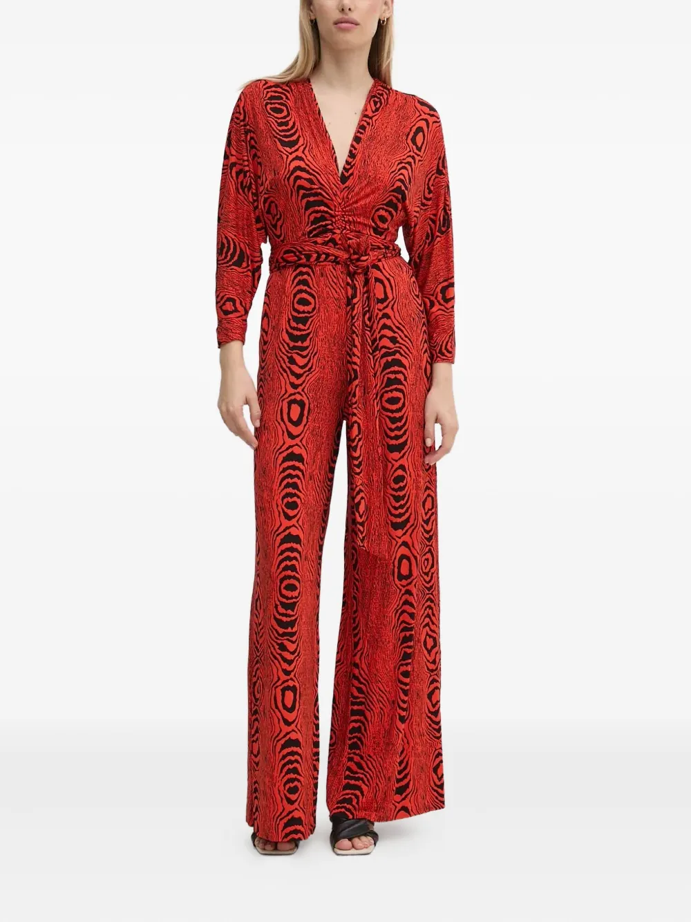 DVF Diane von Furstenberg tie-waist patterned jumpsuit - Rood