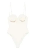 Magda Butrym 3D flower bustier swimsuit - Neutrals