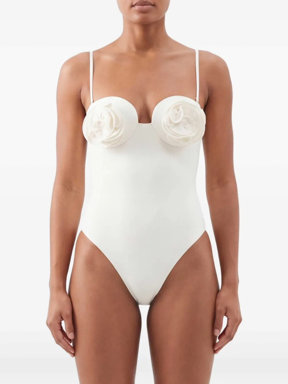 Magda Butrym 3D Bustier badpak met bloemenprint Beige