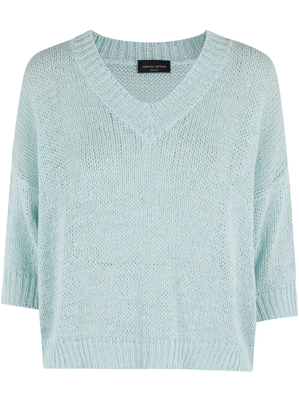 Roberto Collina Boxy-fit Cotton Knit Sweater In Blue