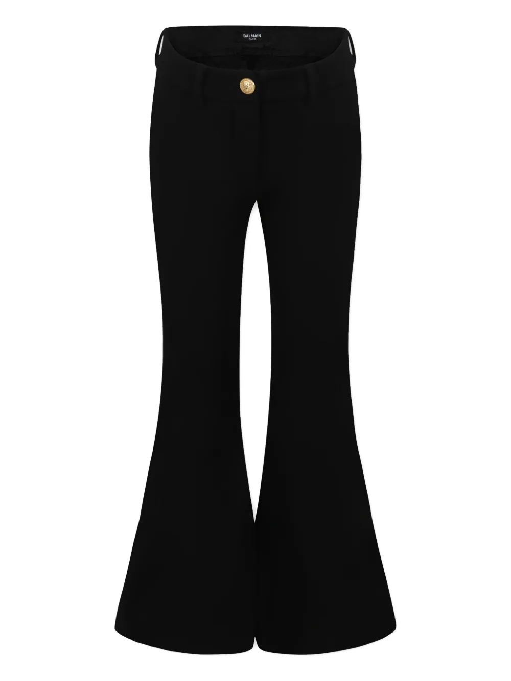 BALMAIN LOGO-PATCH FLARED TROUSERS