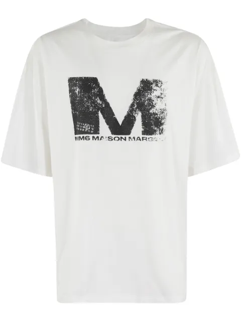 MM6 Maison Margiela تيشيرت قطن بطبعة شعار الماركة