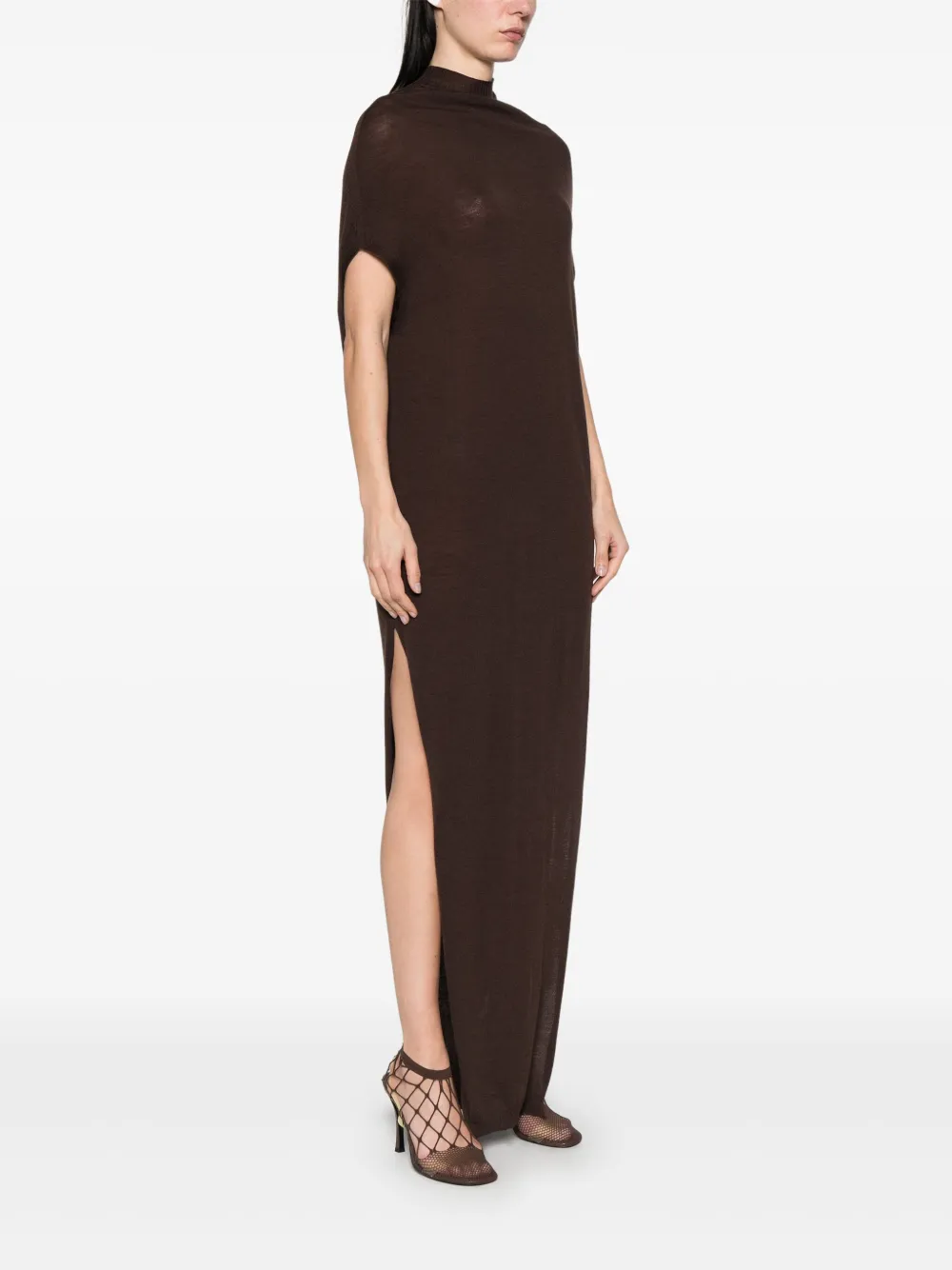 Rick Owens Fijngebreide maxi-jurk Bruin