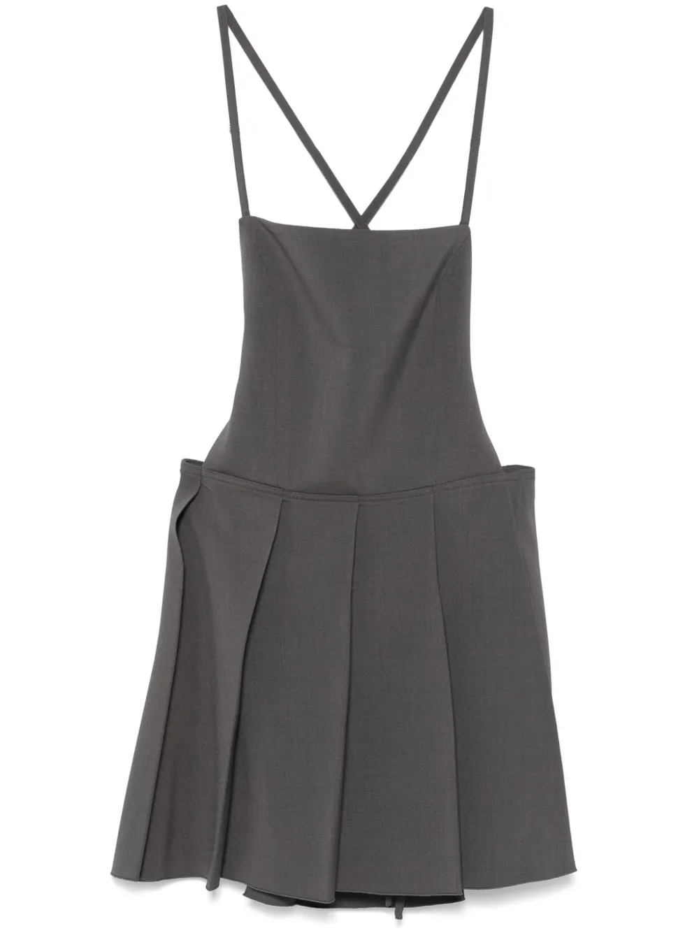 Low Classic Pleated Mini Dress In Grey