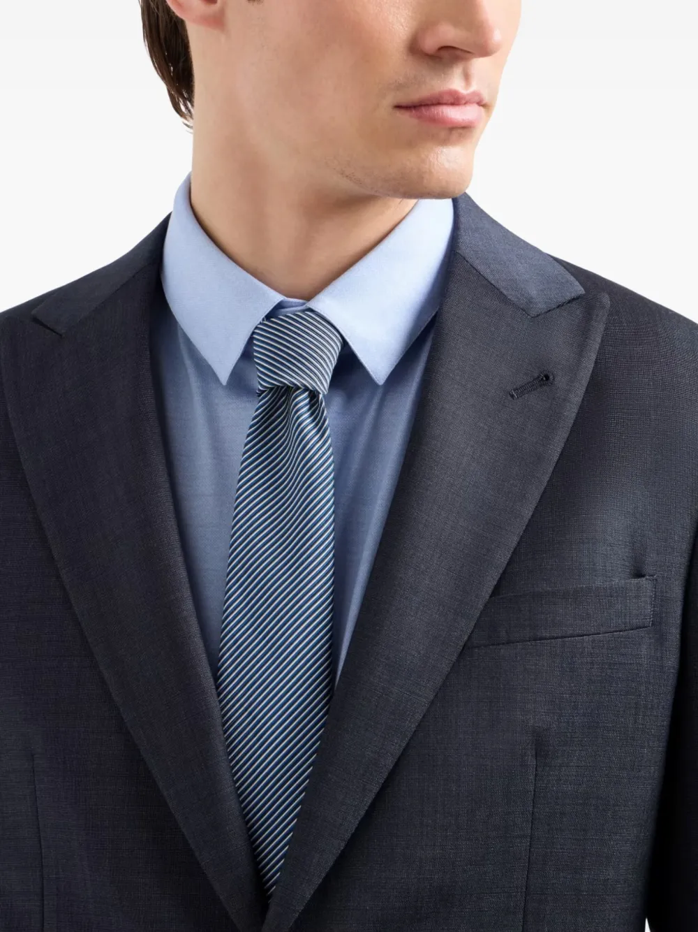 Giorgio Armani Gestreepte zijden stropdas Blauw