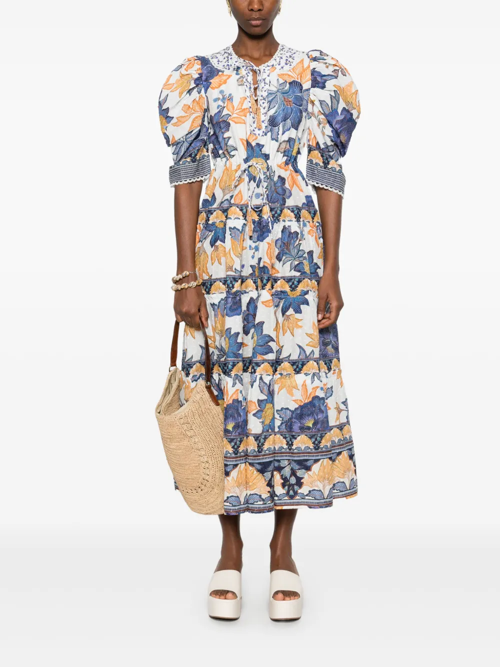 FARM Rio Maxi-jurk met Summer Flowers-print - Wit