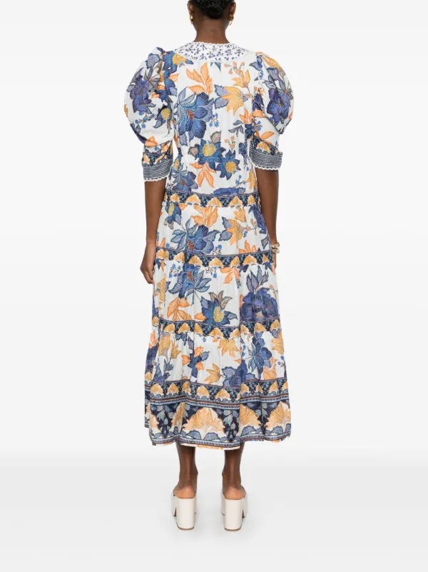 farm rio floral cotton maxi dress Farm Rio Crochet-trimmed floral-print Swiss-dot cotton maxi dress House Of Huntington