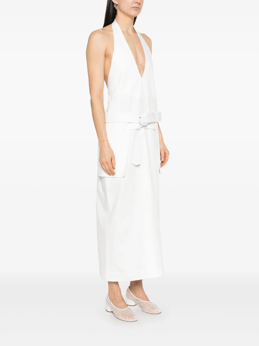 Low Classic Maxi-jurk met halternek Wit