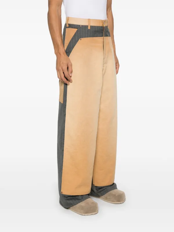 KHOKI Pinstripe Panelled Trousers | Neutrals | FARFETCH RO