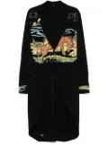 KHOKI graphic-print distressed coat - Black
