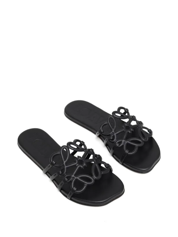 サンダル・ミュール LOEWE PETAL ANAGRAM BLACK SLIDES LOEWE Petal Anagram Slides | Black | FARFETCH