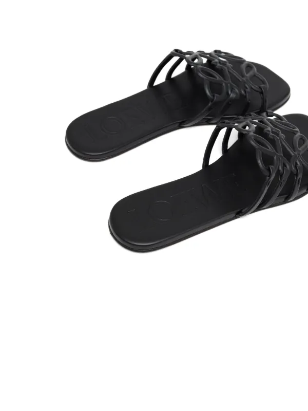 シューズ・サンダルその他 Loewe Petal Anagram black slides Petal Anagram leather slides in black - Loewe | Mytheresa