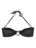 Moschino glitter metal-heart bikini top - Black