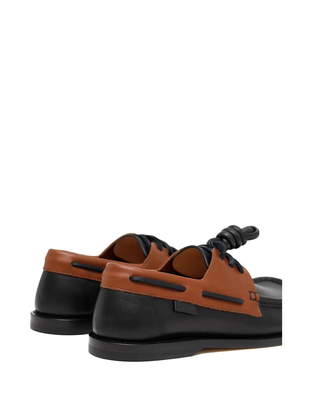 Loewe Campo Knotted Two-tone Leather Loafers In Black