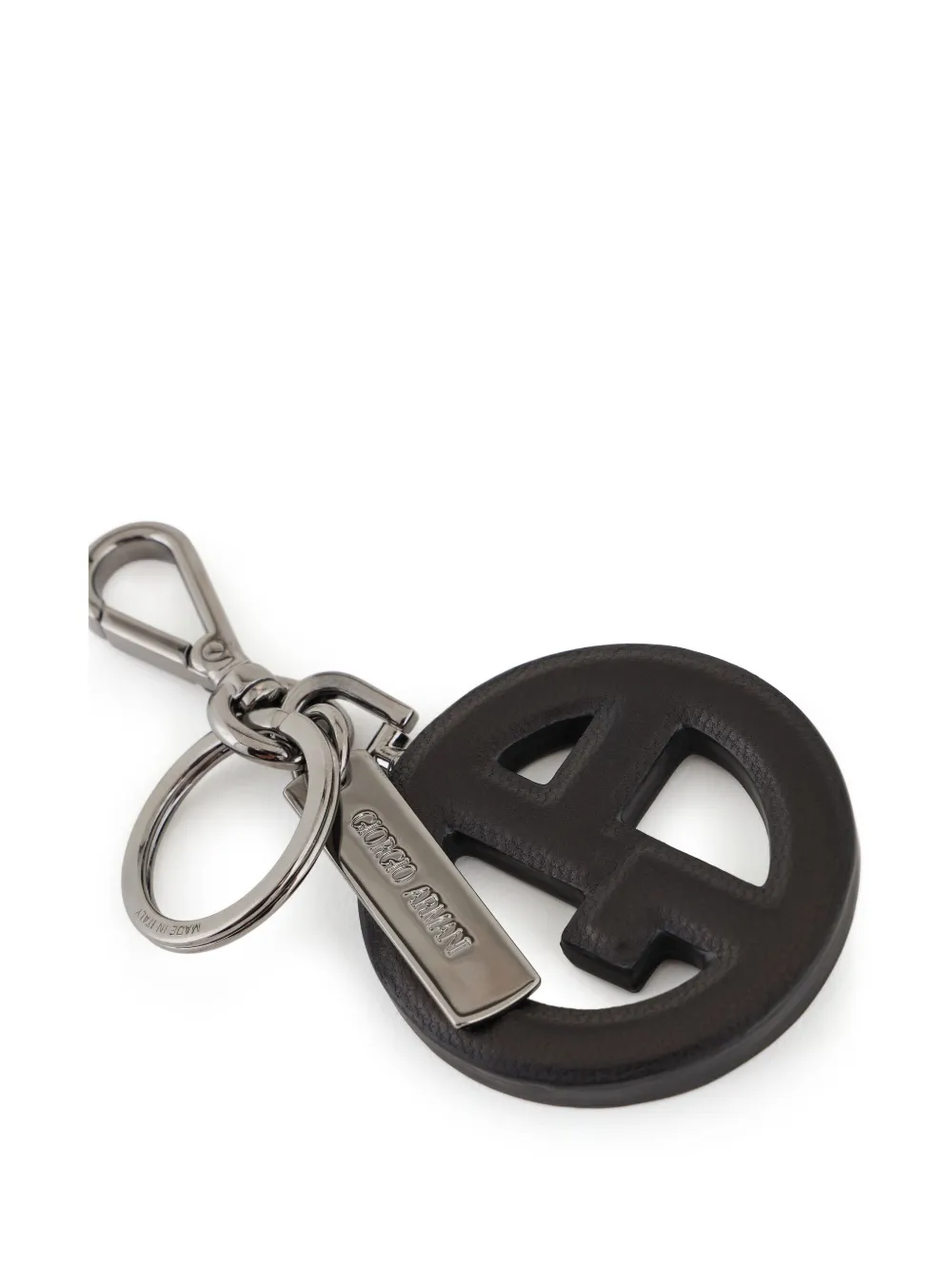 Giorgio Armani logo-plaque keyring - Zwart