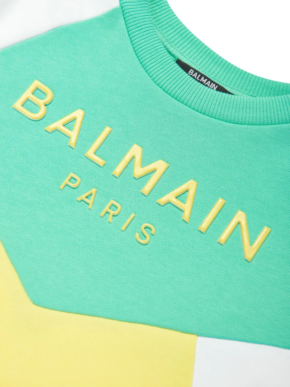Shop Balmain Colour-block Cotton Sweatshirt In Green
