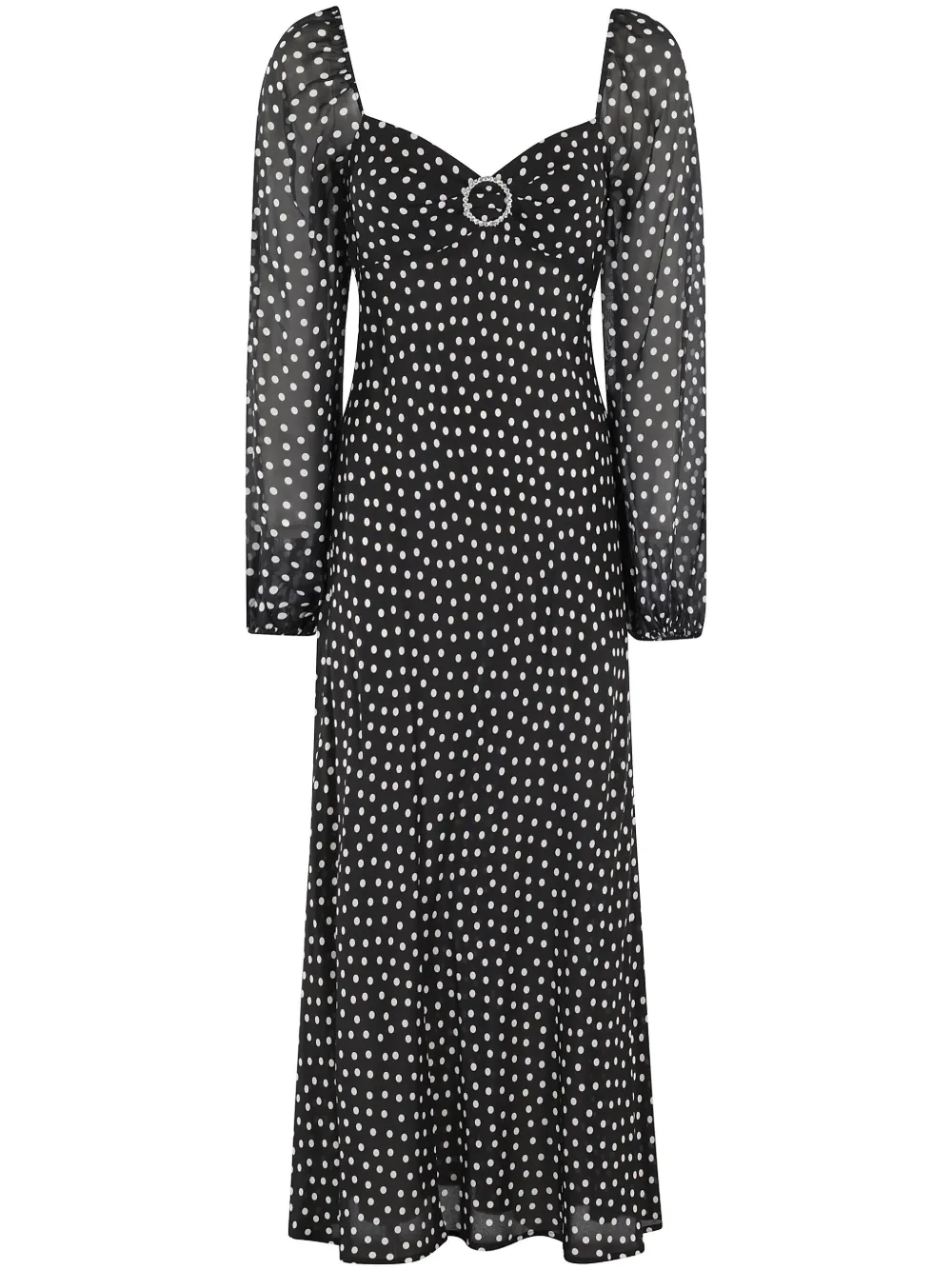 spot-print midi dress