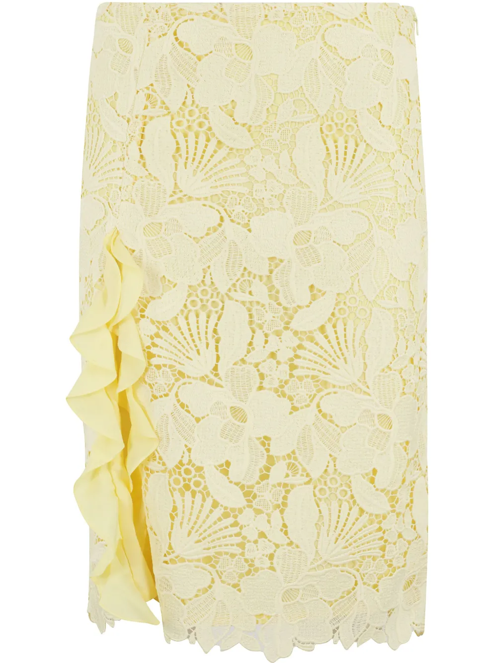 DES PHEMMES jupe mi-longue à fleurs brodées | jaune | Image 1