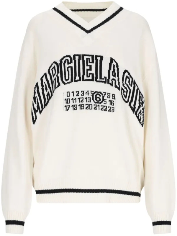 MM6 Maison Margiela ロゴニット Vネック プルオーバー