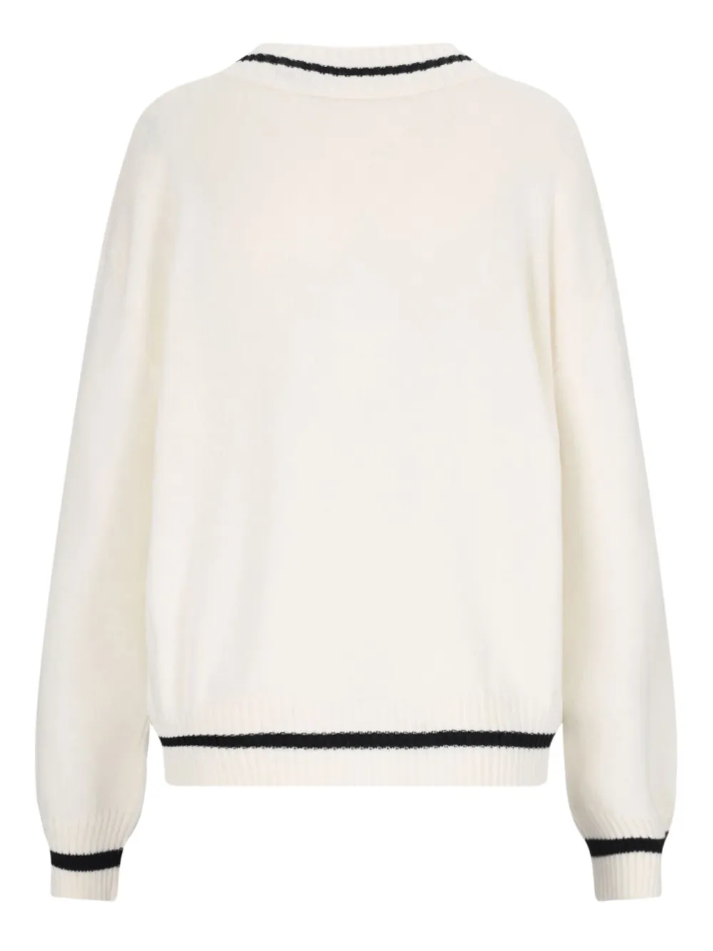 MM6 Maison Margiela logo-knit v-neck jumper - Wit