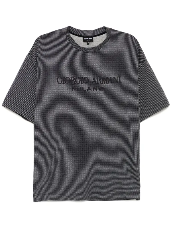 Giorgio Armani 黒タグ Tシャツ 透け感 とろみ感 イタリア製 Giorgio Armani ロゴ Tシャツ | ブルー | FARFETCH JP