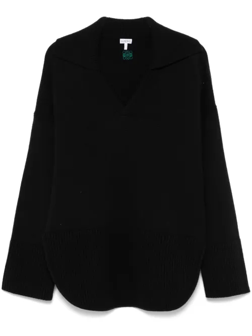 Pull en laine à col polo - LOEWE - Modalova