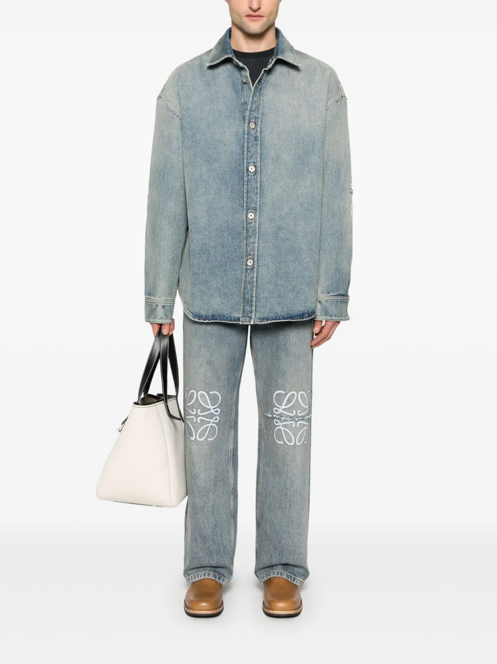 LOEWE Anagram denim overhemd - Blauw