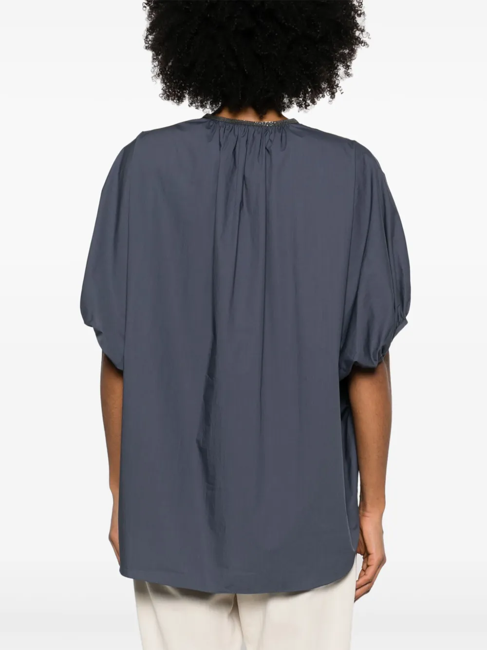 Brunello Cucinelli Blouse met moniliketting Blauw