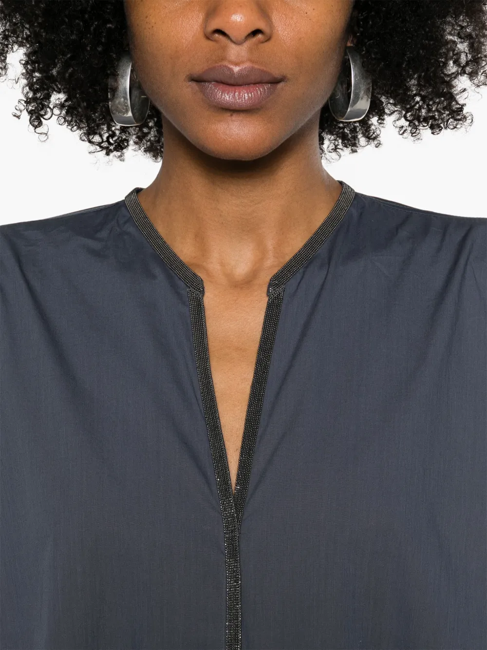 Brunello Cucinelli Blouse met moniliketting Blauw