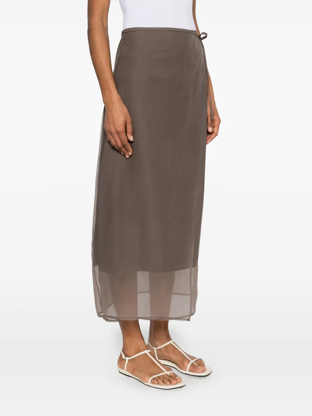 Brunello Cucinelli Midi-wikkelrok Bruin