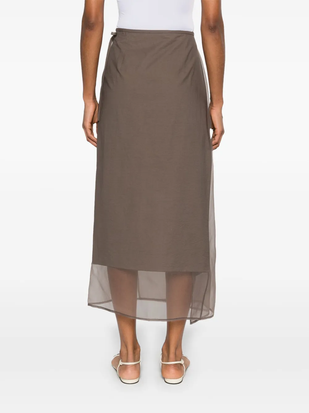 Brunello Cucinelli Midi-wikkelrok Bruin
