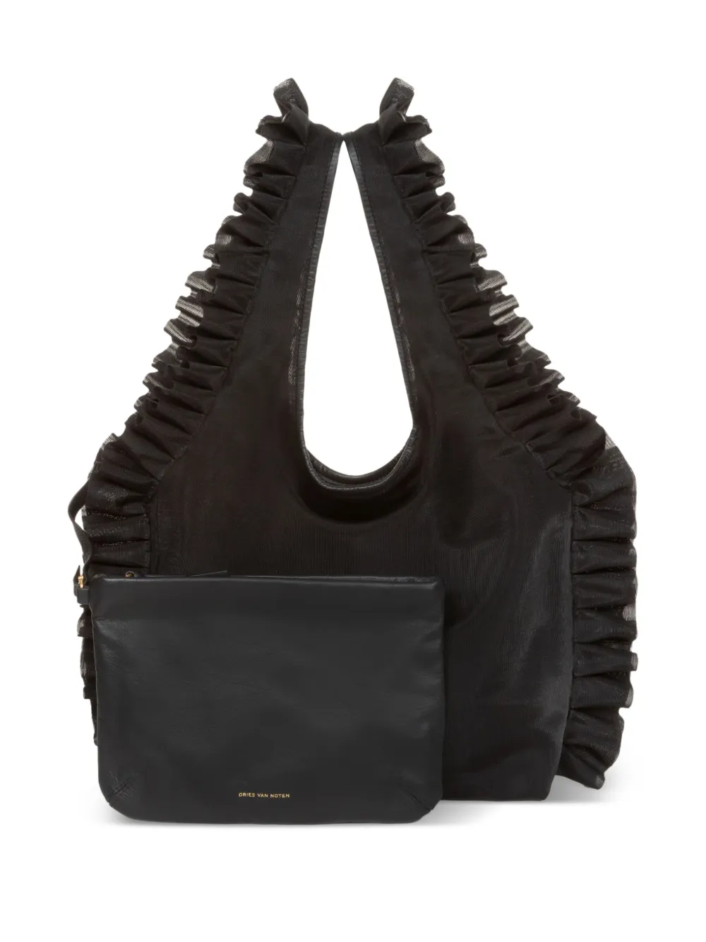 Shop Dries Van Noten Ruffled Tote Bag In Schwarz