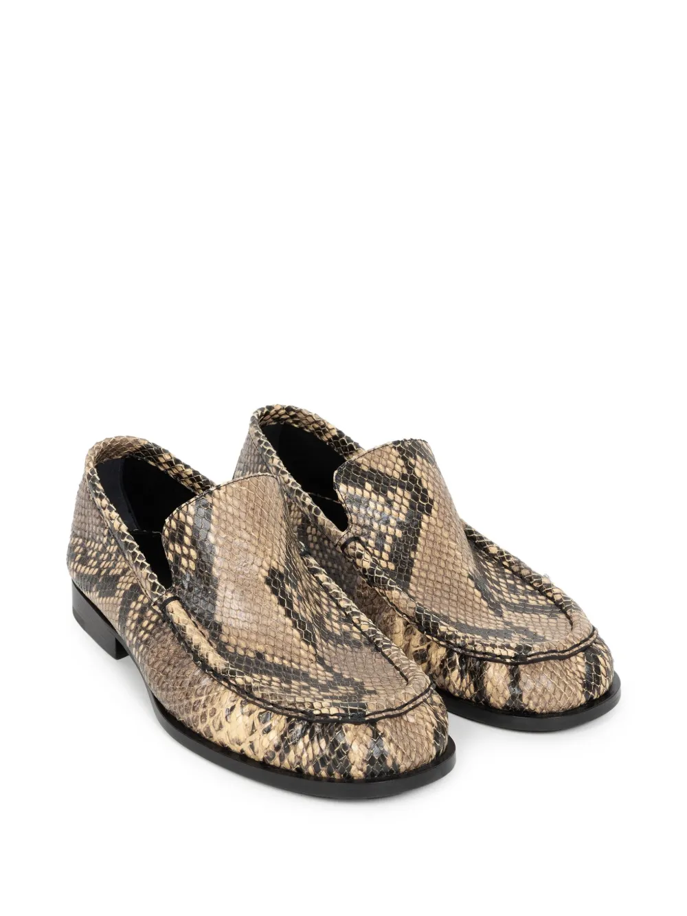 DRIES VAN NOTEN snakeskin-effect leather loafers Neutrals