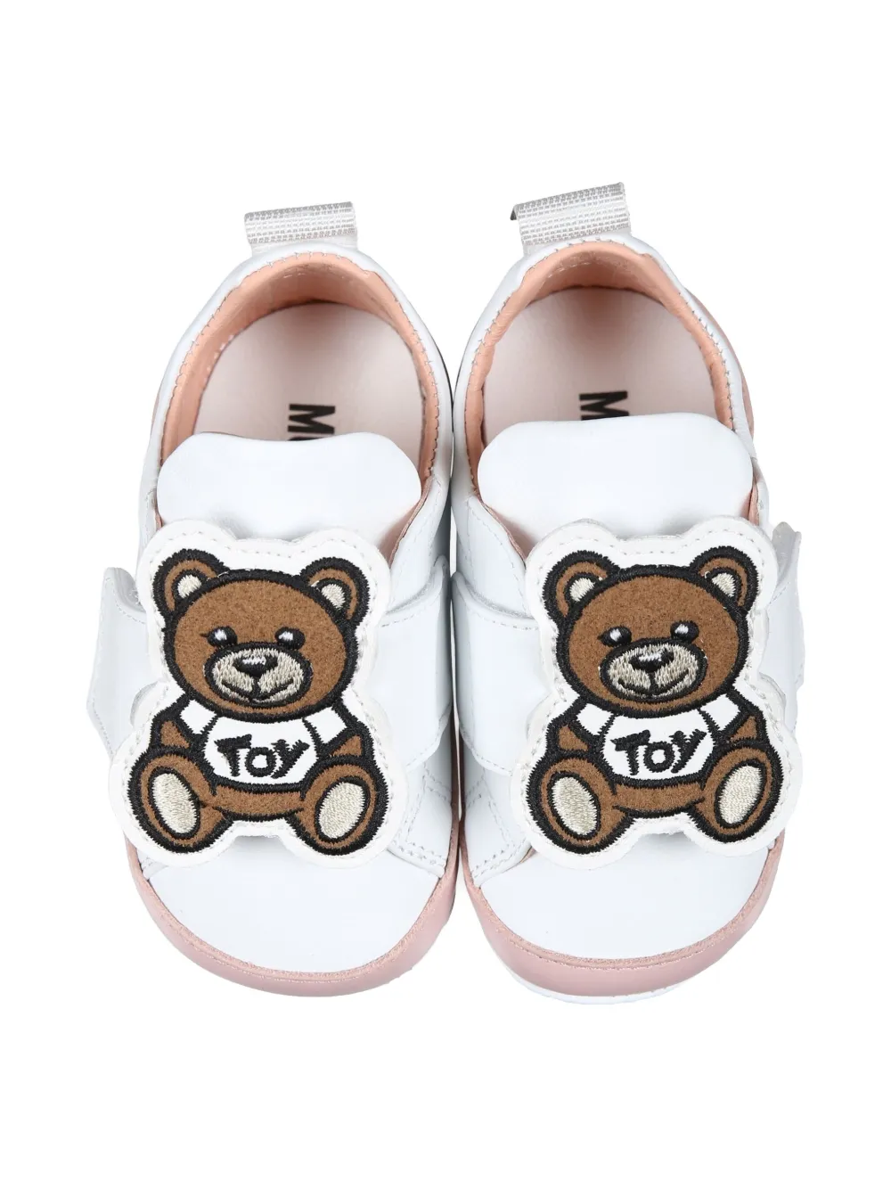 Moschino Kids Leren sneakers met Teddy Bear-applicatie Wit