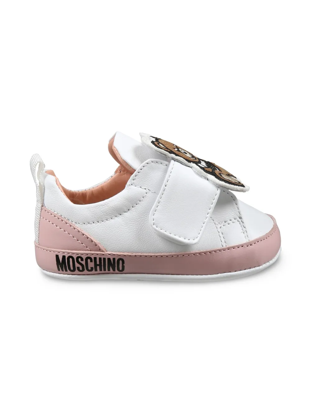 Moschino Kids Leren sneakers met Teddy Bear-applicatie Wit