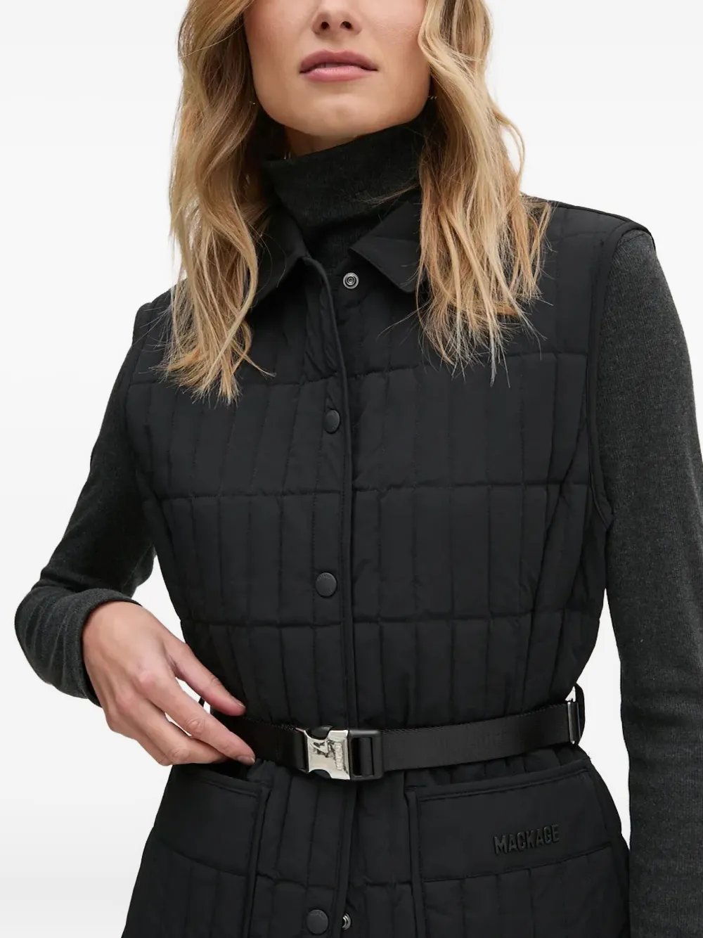 Mackage Helia gewatteerde bodywarmer met ceintuur Zwart