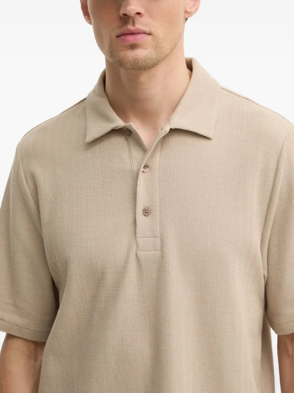 Filippa K Poloshirt met wafelpatroon Beige