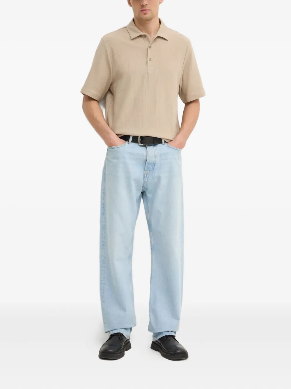 Filippa K Poloshirt met wafelpatroon - Beige