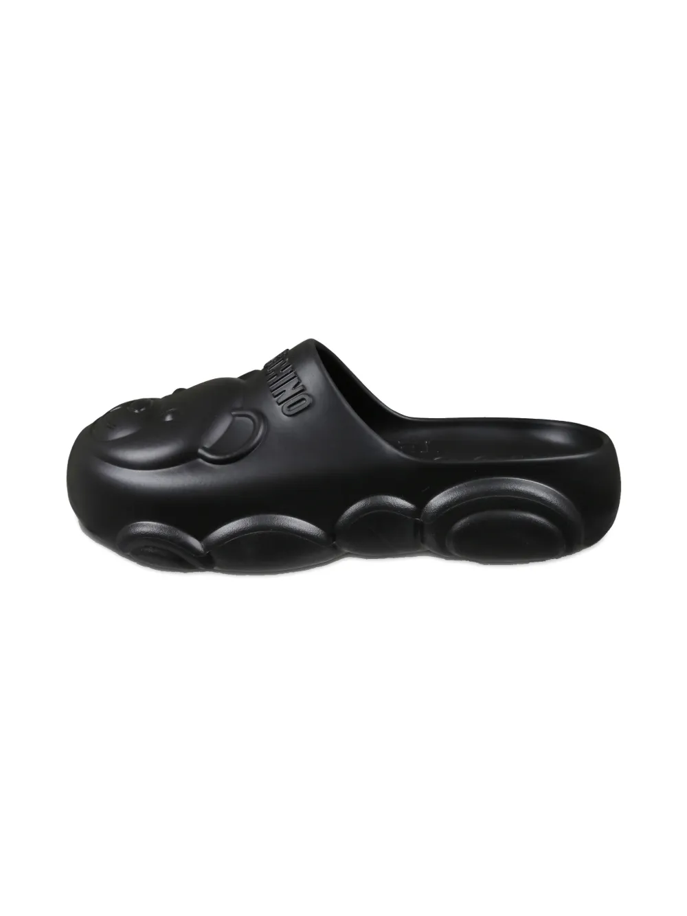 Moschino Black Mules For Kids With Teddy Bear In Black