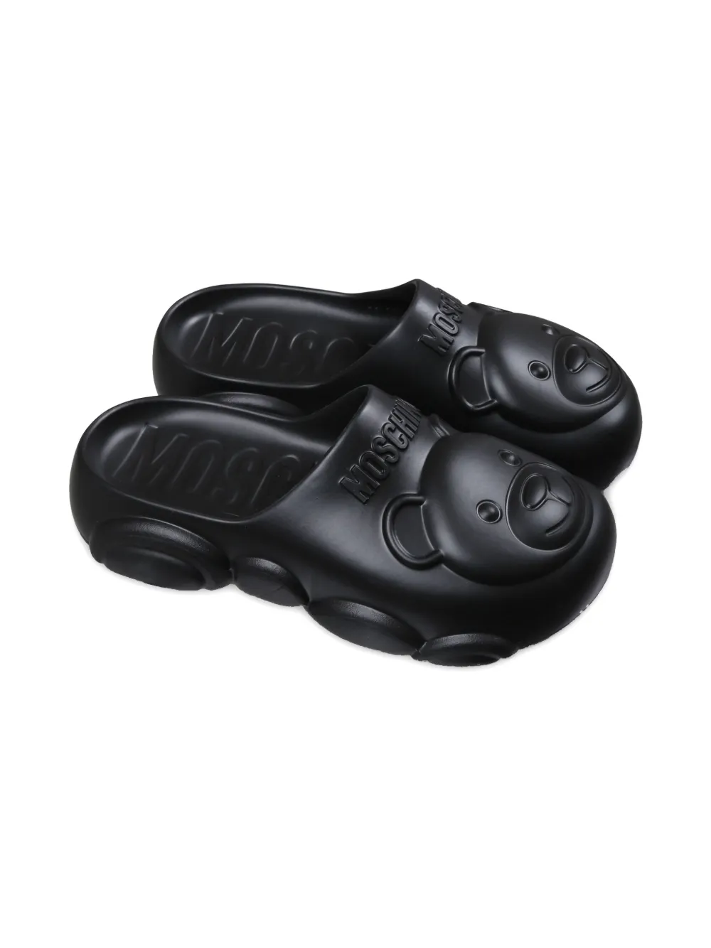 Moschino Kids Leo Teddy-motif slippers Black