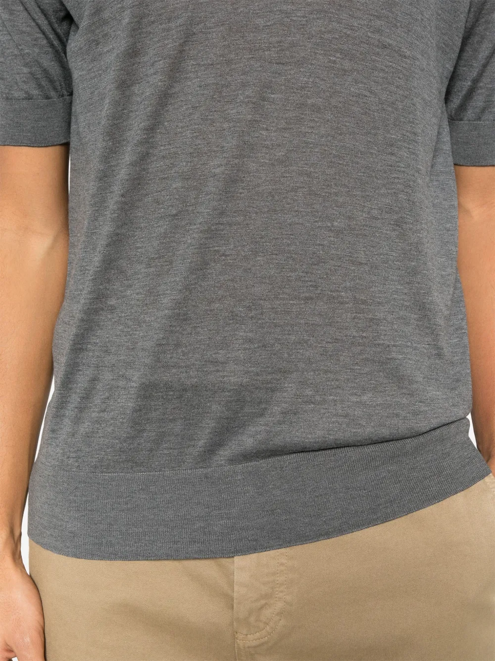 Brunello Cucinelli Fijngebreid T-shirt Grijs